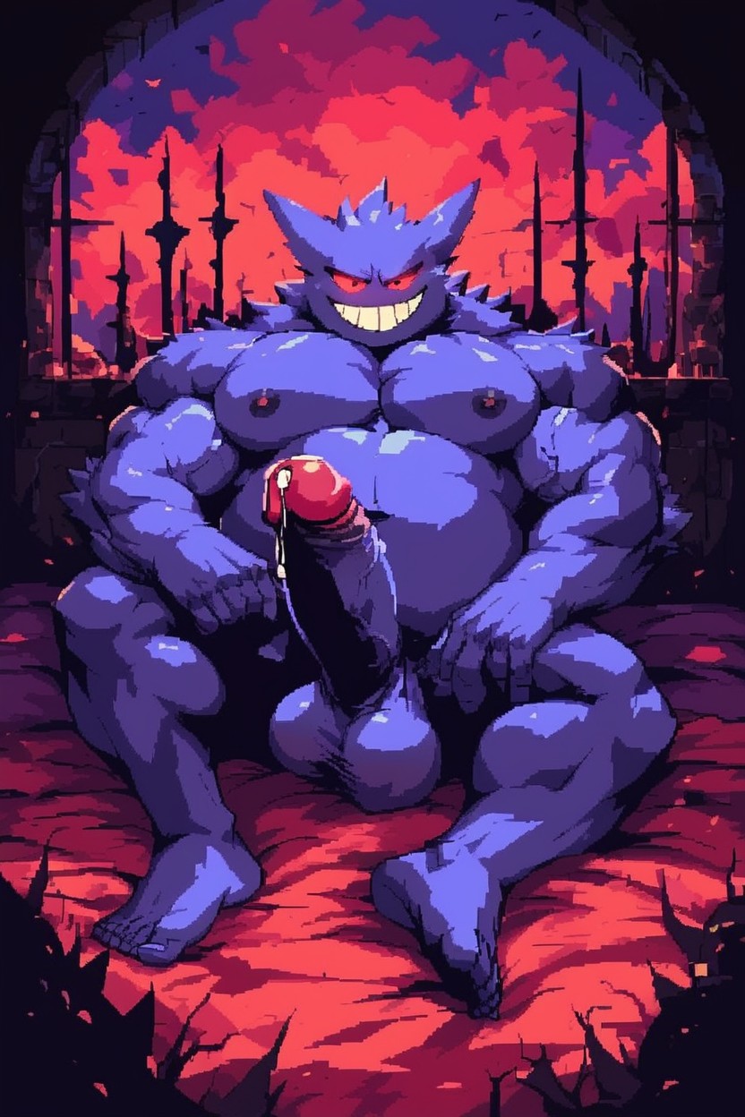 Hunk, Anthro, Purple Hairy Ballsacks AI Gay Porn
