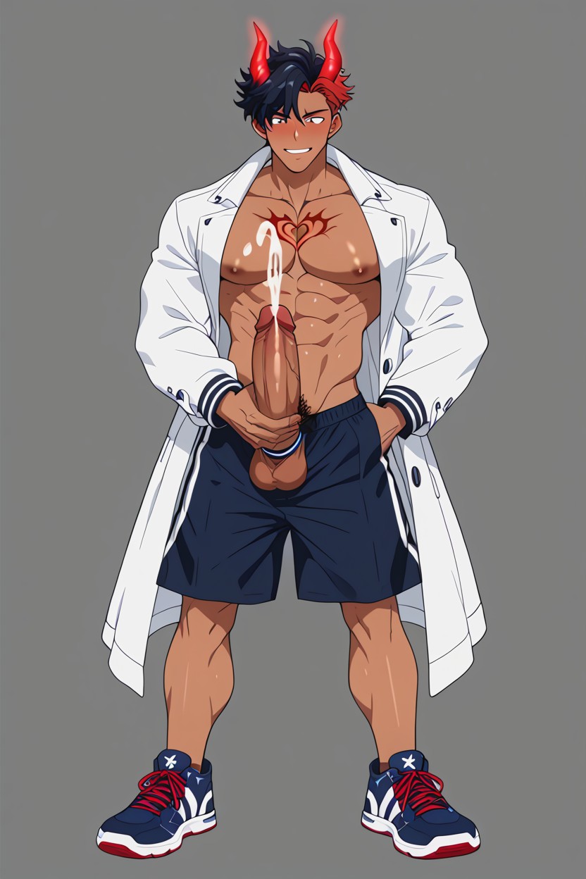 Fit, Testicles, Long Shorts AI Gay Porn