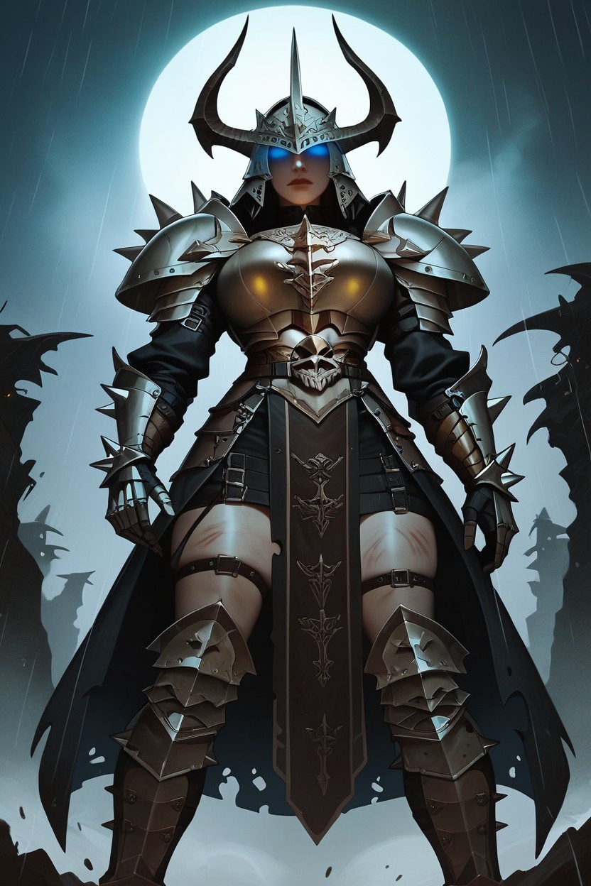 Segmented Gauntlets, Sharp Poleyn Kneecaps, Heavy Leather Gloves Hentai AI Porn