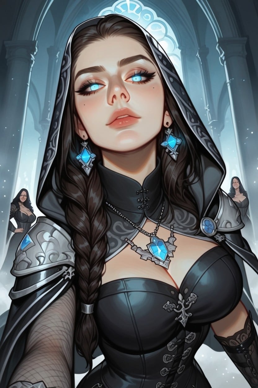 Dark Navy Fabric, No Visible Pupils, Pale Porcelain Skin Hentai AI Porn