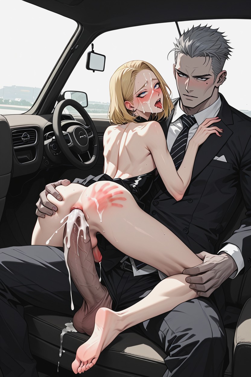 Sperms On Body, Gray Man Fucks Blonde Man, Cock In Asshole AI Gay Porn