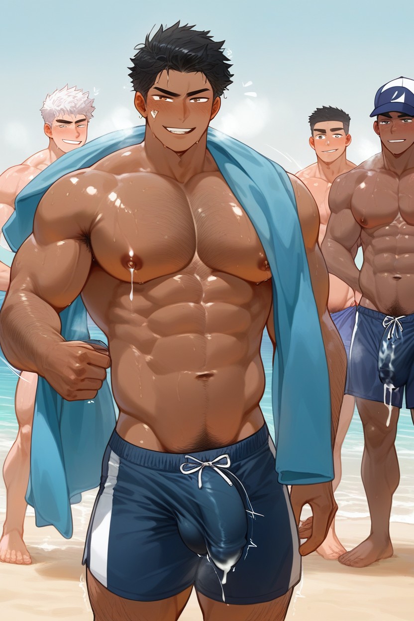 Dick Bursting Out Of The Towel, Steam, Bust Shot AI Gay Porn