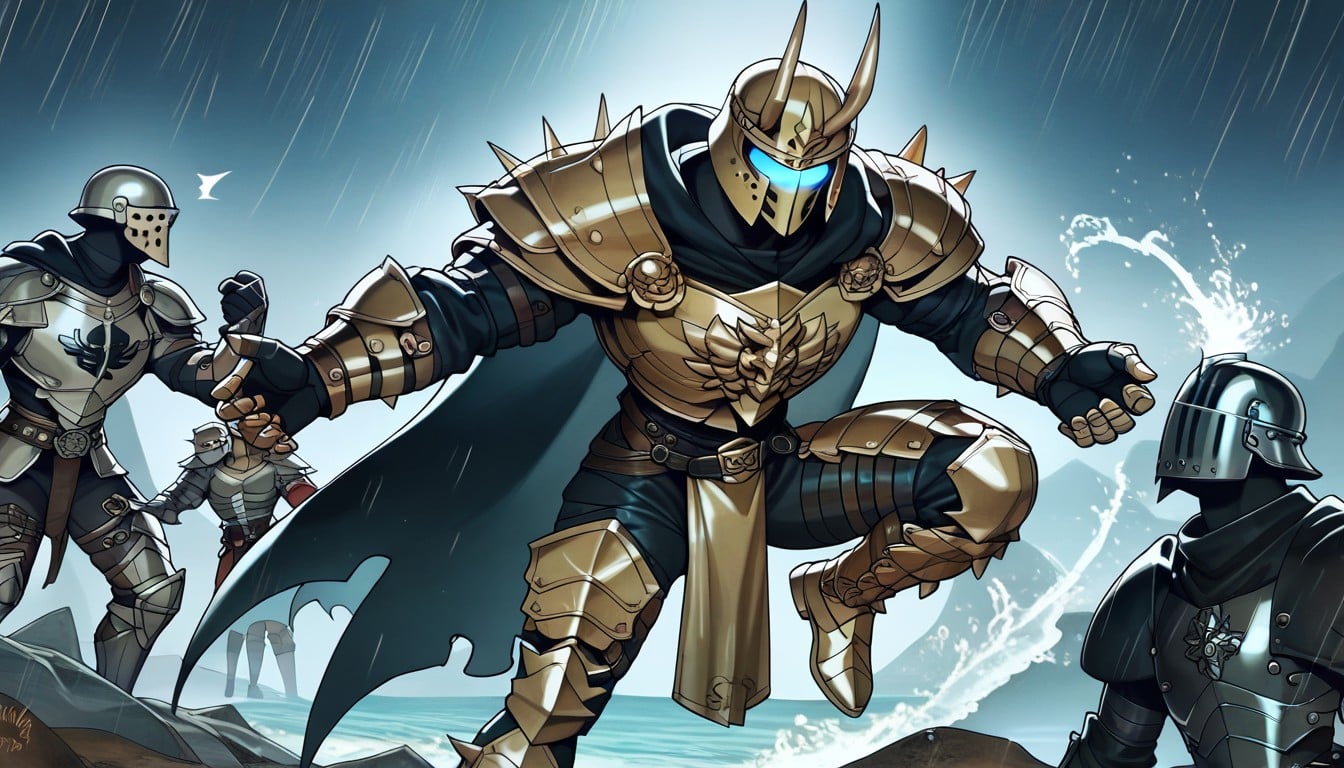 Deep Hammer Dents, Massive Male Knight, Glowing Orange Runes AI Gay Porn