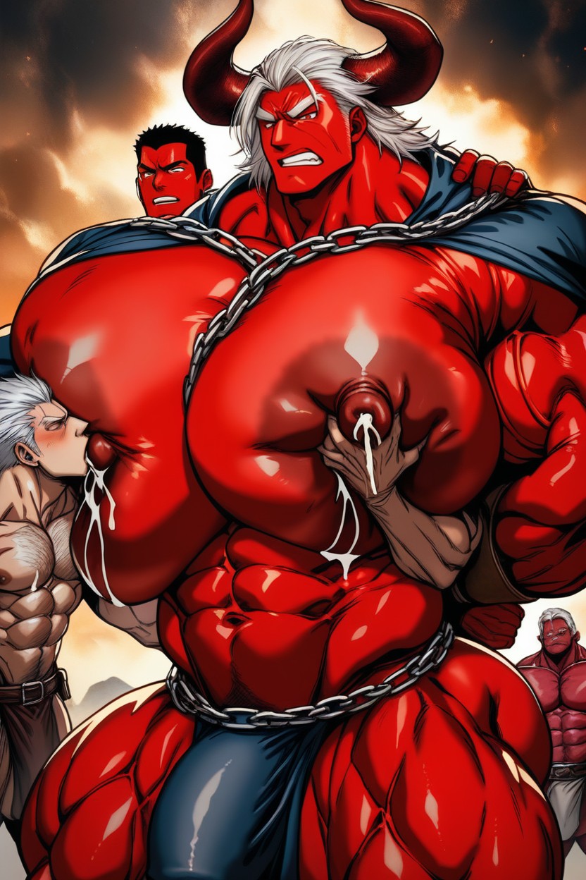 Large Horns, Suckle, Extremely Large Ass AI Gay Porn