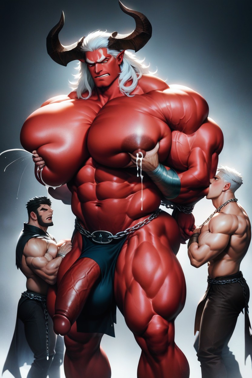 Male, Oversized Muscles, Big Nipples AI Gay Porn