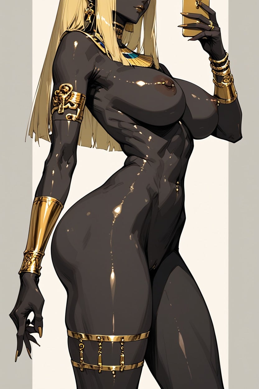 Black Lips, Studio Finish, Thick Gold Eyelashes Hentai AI Porn