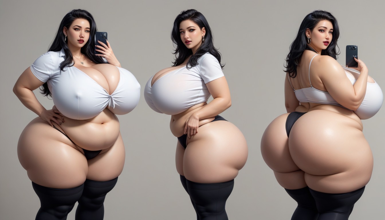 Mega Fat Gothic, Hyper Mega Fat Ass Expansion, Breast Expansion BBW AI Porn
