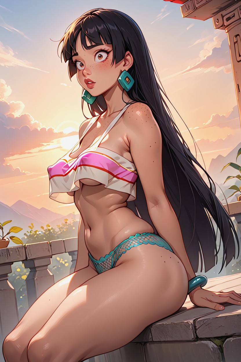Morning, Sunrise, Pear Shaped Breasts AI Porn