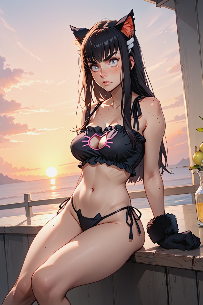 Model Face, Kill La Kill, Blackcat Lingerie AI Porn