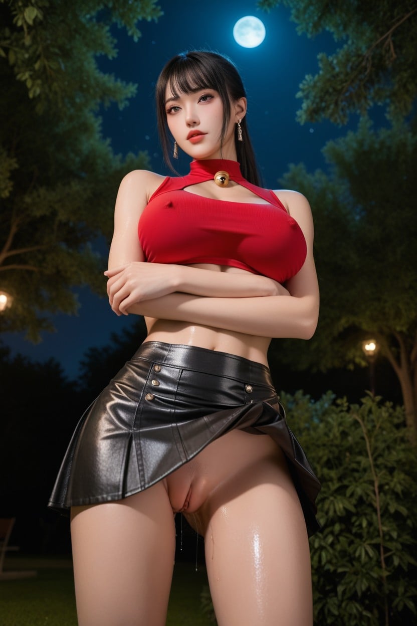 Double Flick Eyeliner, Front View, Crop Top Asian AI Porn