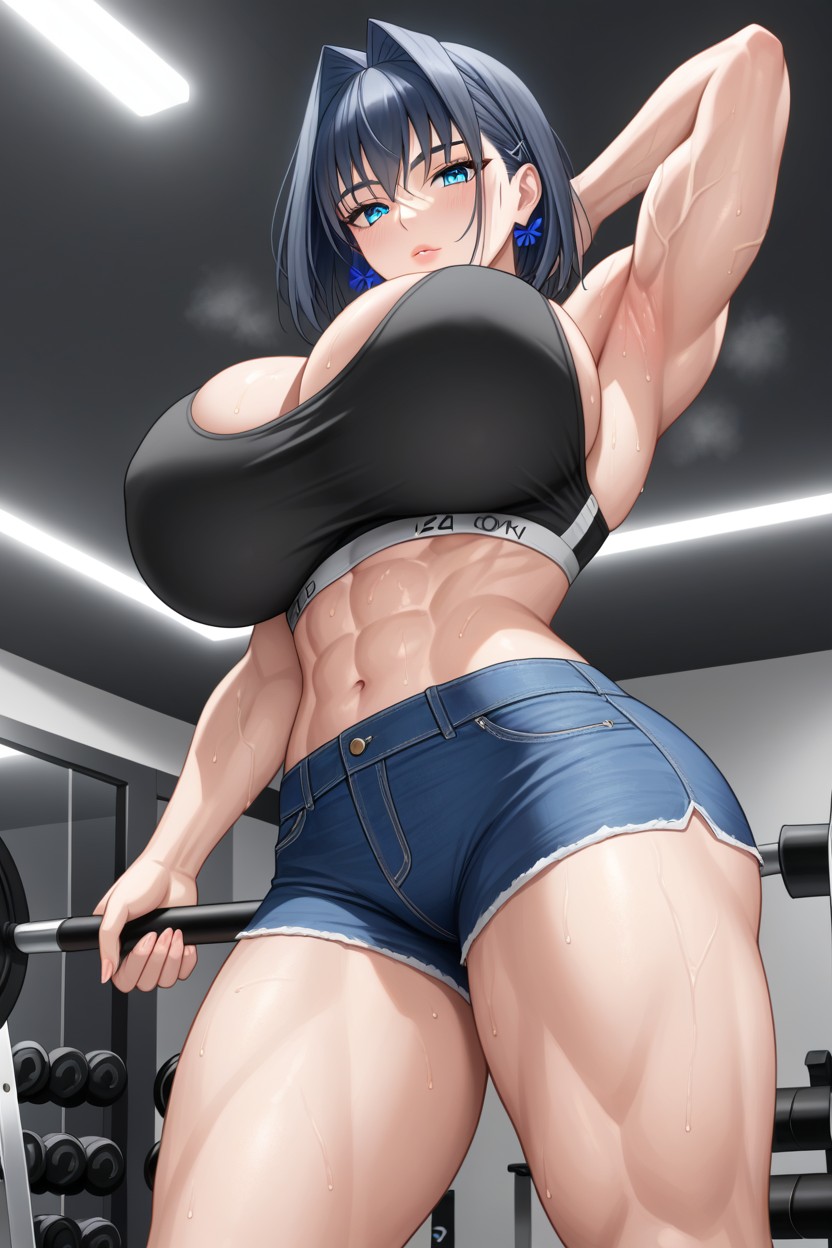 Sweat, Shorts Hair, Detailed Eyes AI Porn