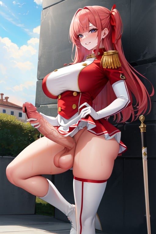 Pale Skin, Detailed, She Have Erect Penis And Testicles Hentai AI Porn