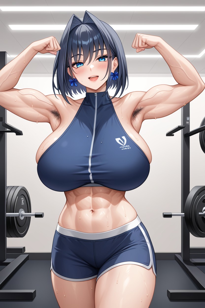 Muscular, Looking At Viewer, Shorts Hair AI Porn