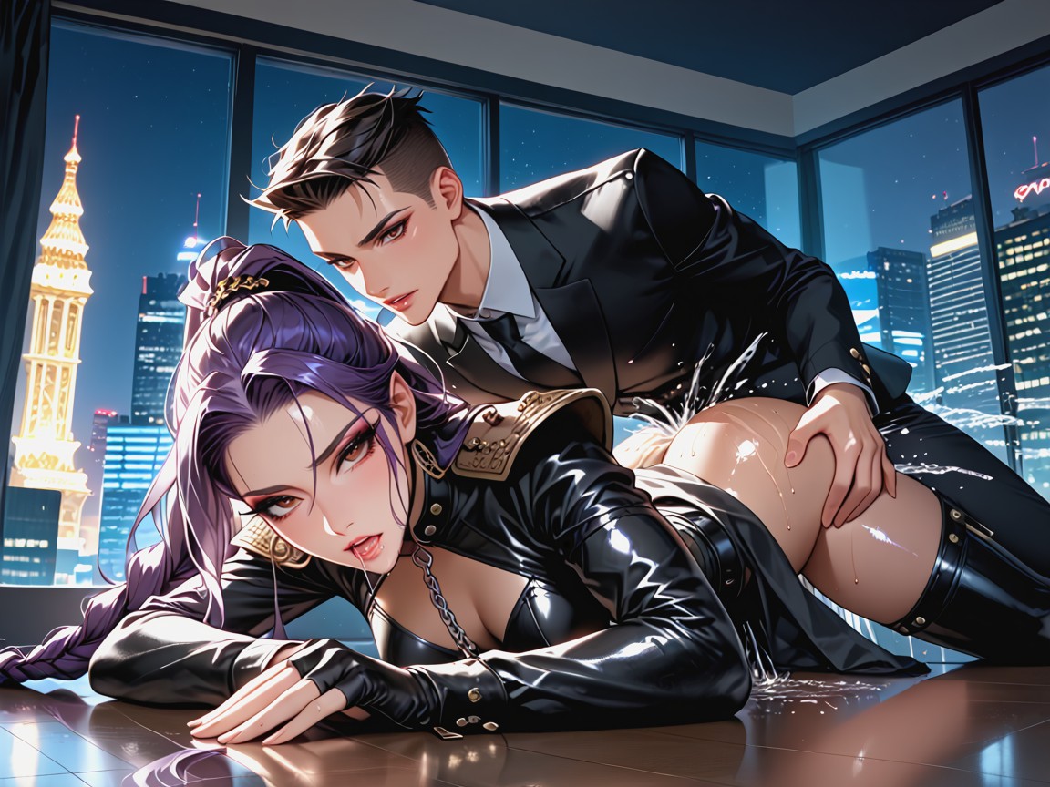 Massive Knee Length Braided Ponytail, Oiled Skin, Detailed Eyes Hentai AI Porn