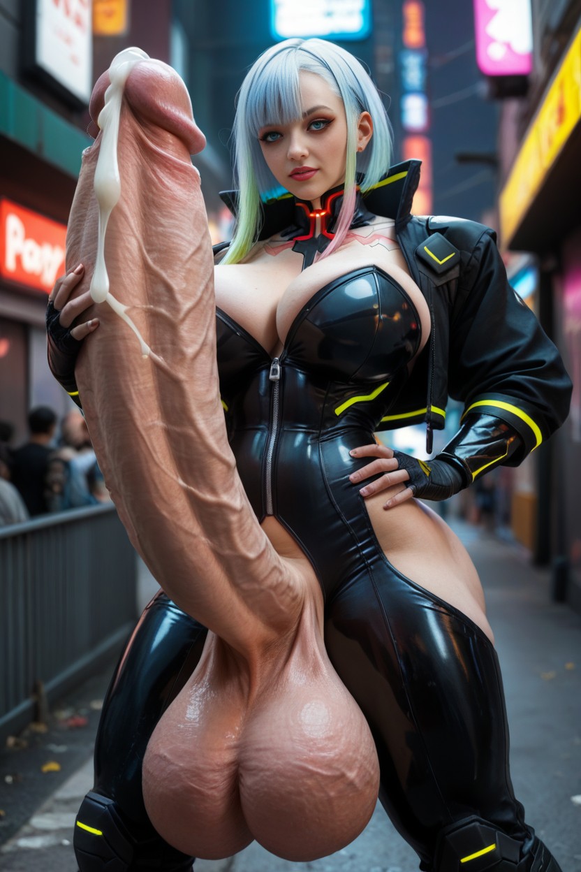 Hyper Massive Futa Cock, Futanari, Front View AI Porn