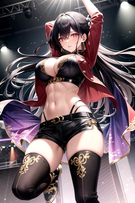 Glowing Eyes, Sexy Concert Stage, Straight Hair Hentai AI Porn