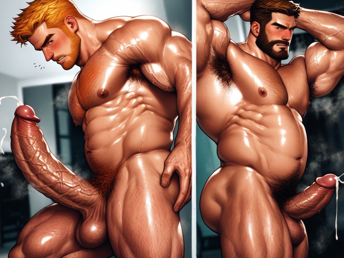 Dynamic Angle, Hairy Testicles, Excessive Armpit Hair Peek AI Gay Porn