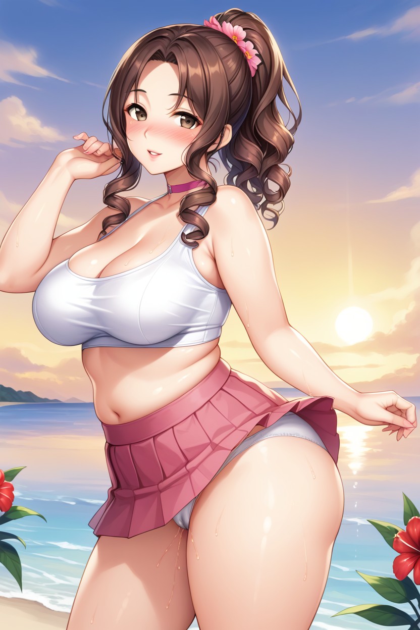 Medium Perky Breasts, Full-face Blush, White Panties Hentai AI Porn