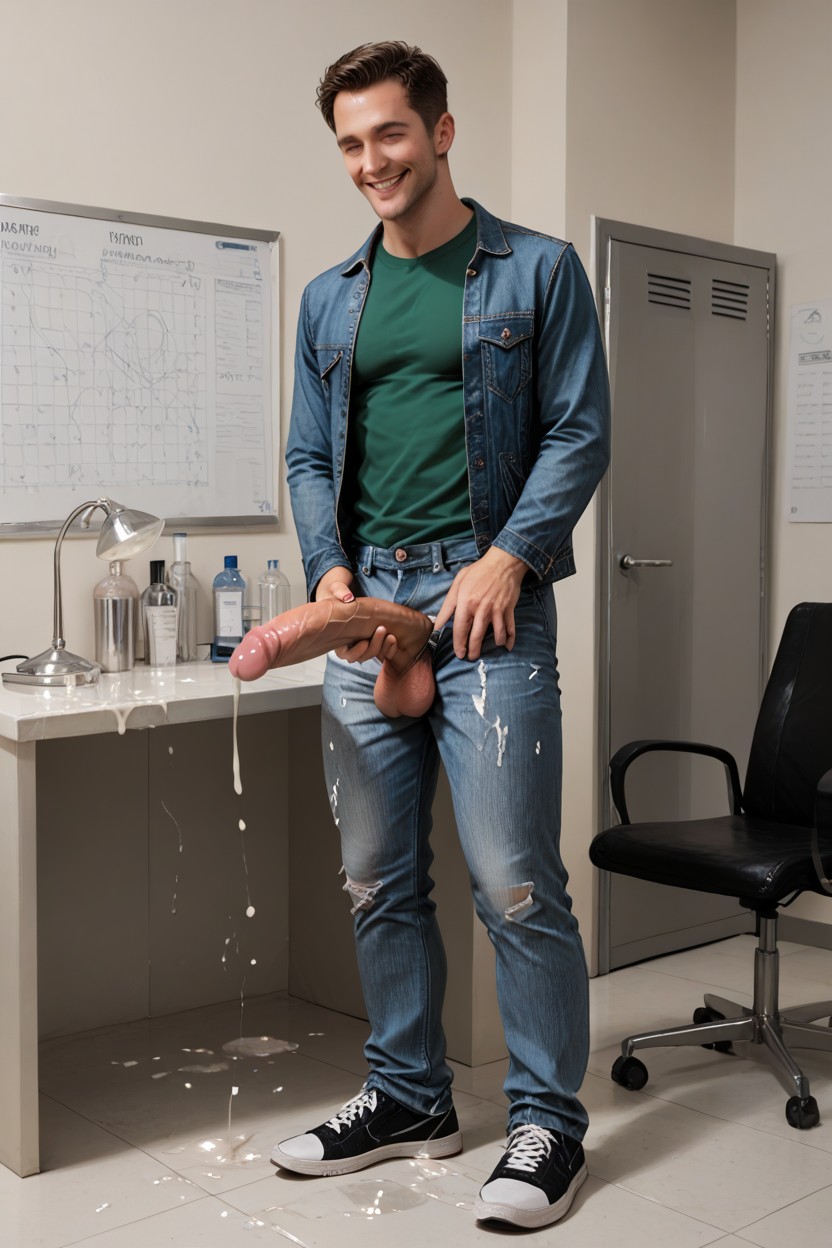 College, Spraying Cum, Standing AI Gay Porn