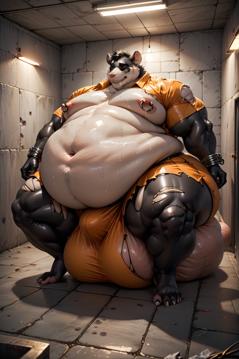 Black Fur, Prison, Hyper Oversized Balls 퍼리 AI 포르노