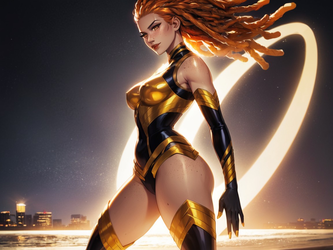 Strong Wind Effects, Ginger Dreadlocks, Flowing Slit Skirt 라틴 AI 야짤
