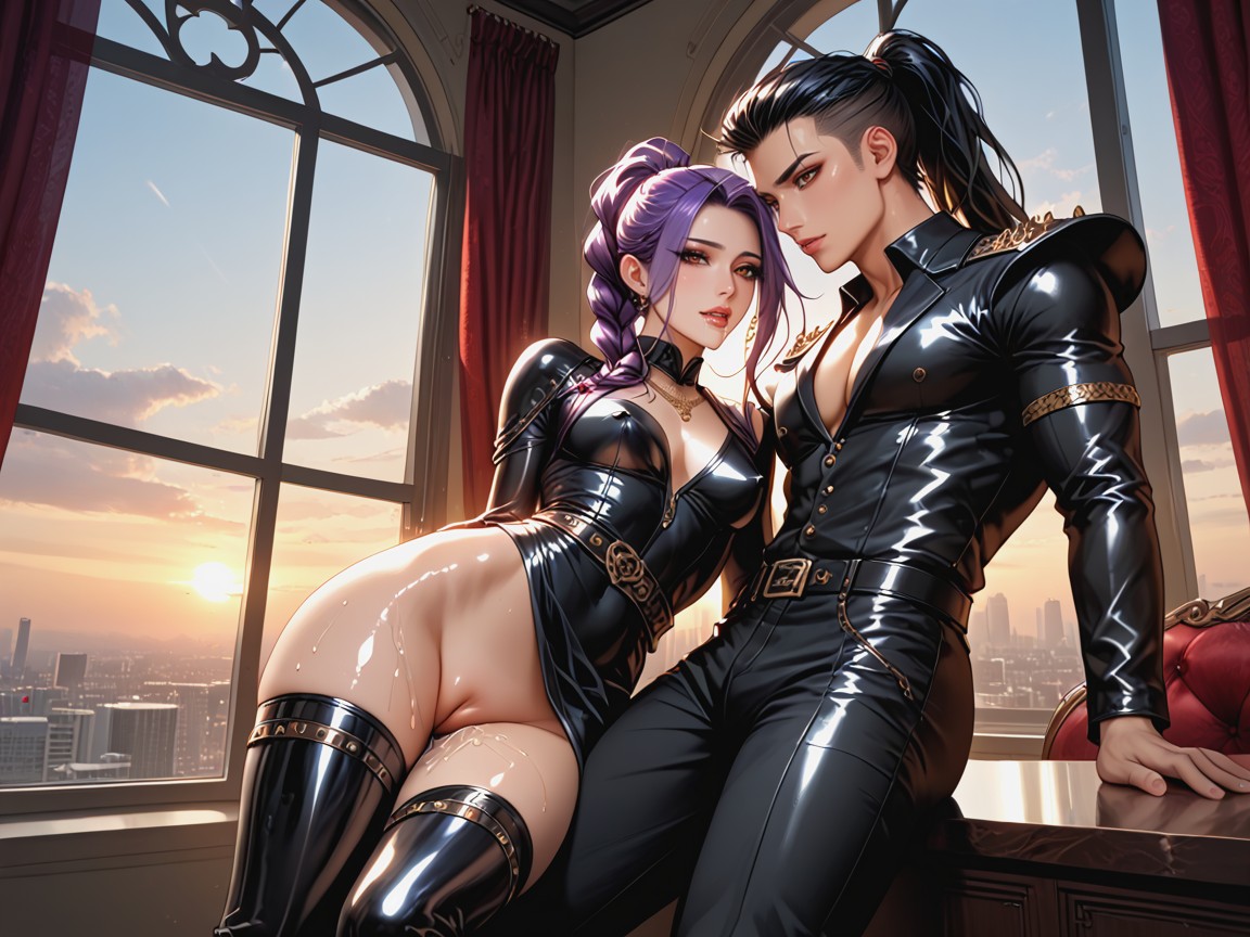 Panoramic Sunset View, Waist Shot, Innie Pussy Hentai AI Porn