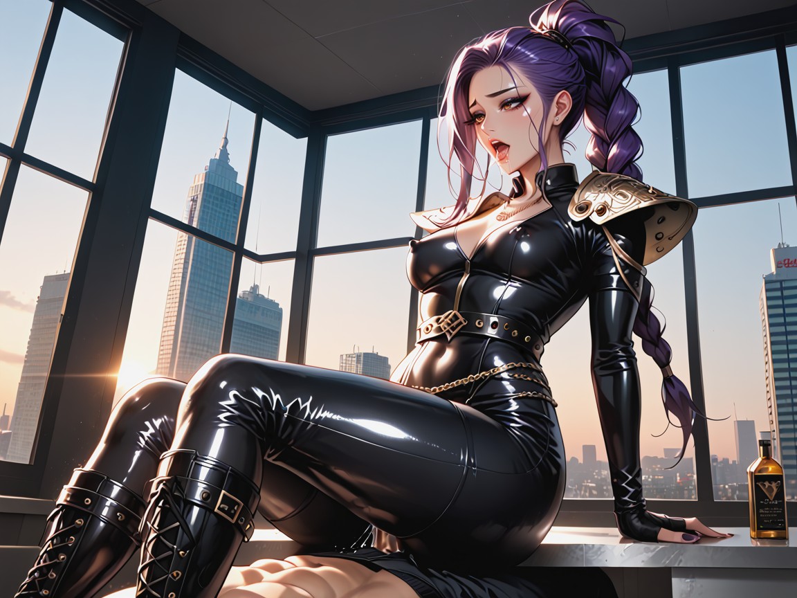 Thick Eyelashes, Slicked, Ornate Metal Necklaces Hentai AI Porn
