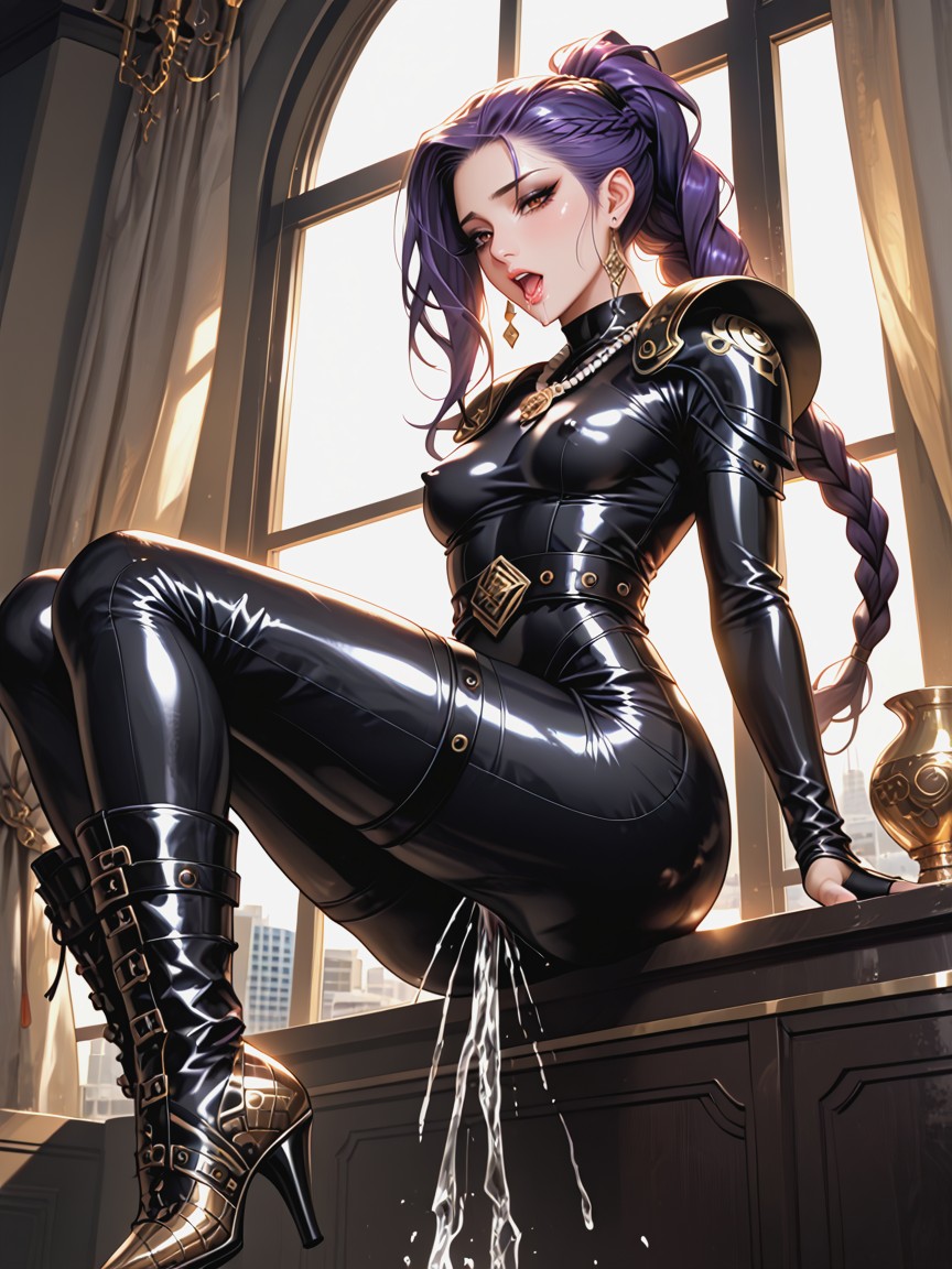 Oiled Skin, Ultra Detailed, Ornate Metal Necklaces Hentai AI Porn