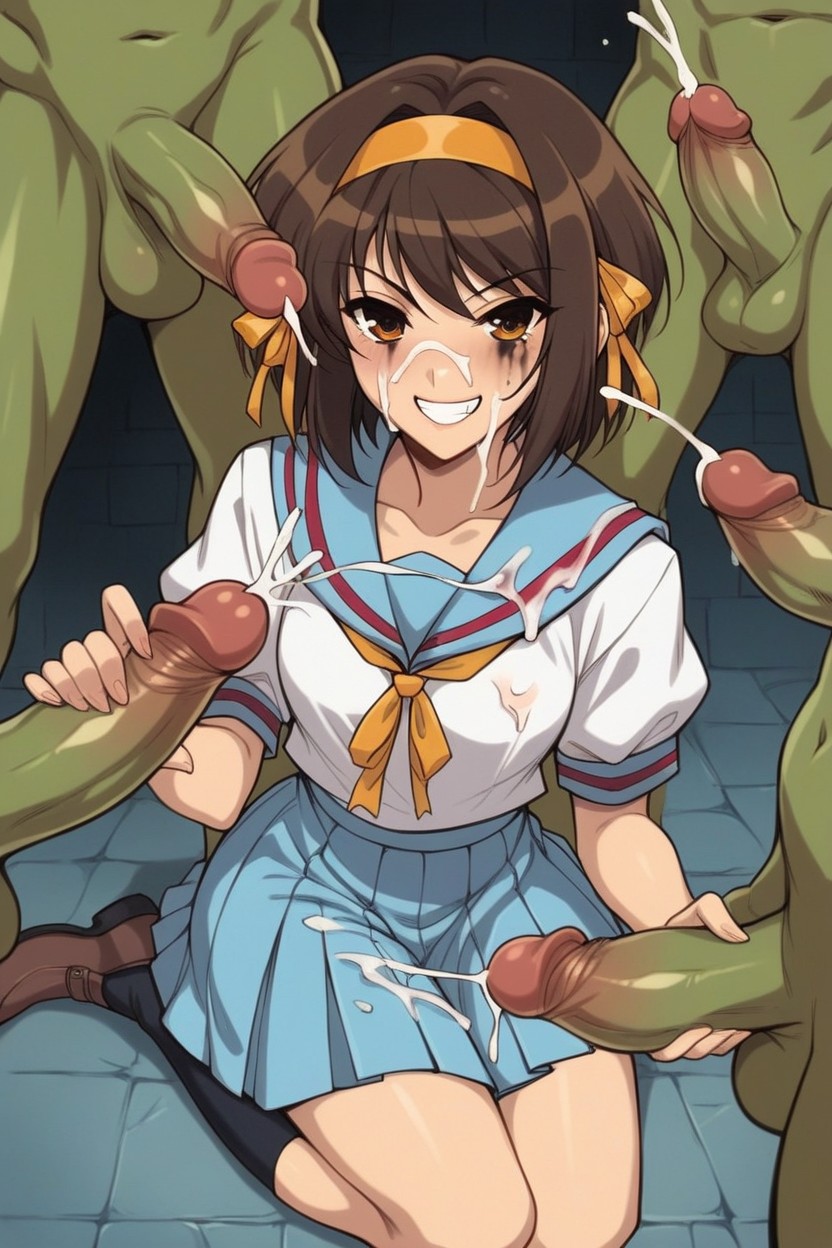 Fermer, Brown Hair, Teeth Smile Porno IA Hentai