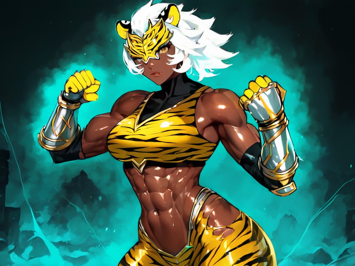 Silver Tiger Print Armored Sports Bra, Crisp Lines And Edges, Modern Setting 라틴 AI 야짤