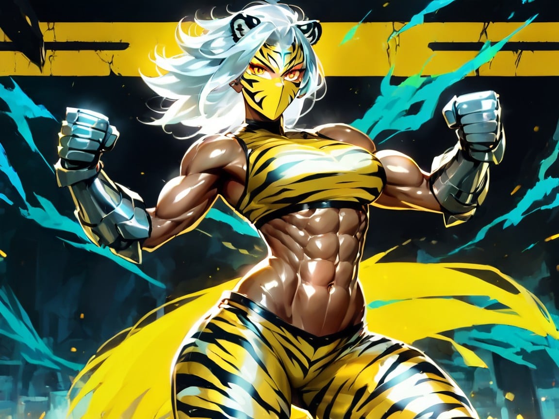 Silver Tiger Mask, Nsfw, Woman Throwing A Large Rock Porno latina IA