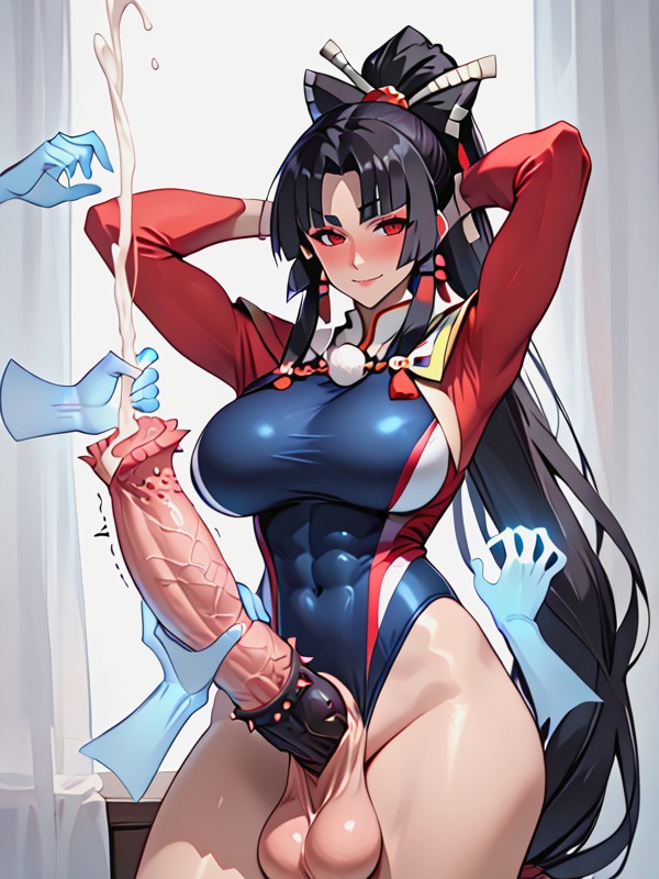 Barbed Penis, Ninja Suit, Hands Behind Head Hentai AI Porn