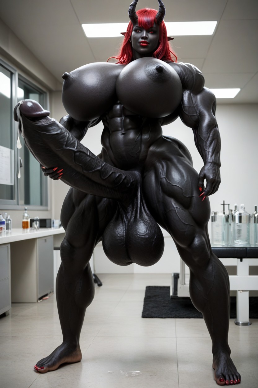 Big Oni Horns, Perfect Tits, Gigantic Shemale AI Porn