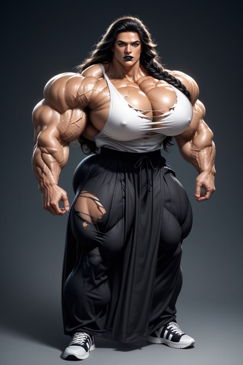 Tall, Thick Curvy Muscular Woman, Arms Spread AI Porn