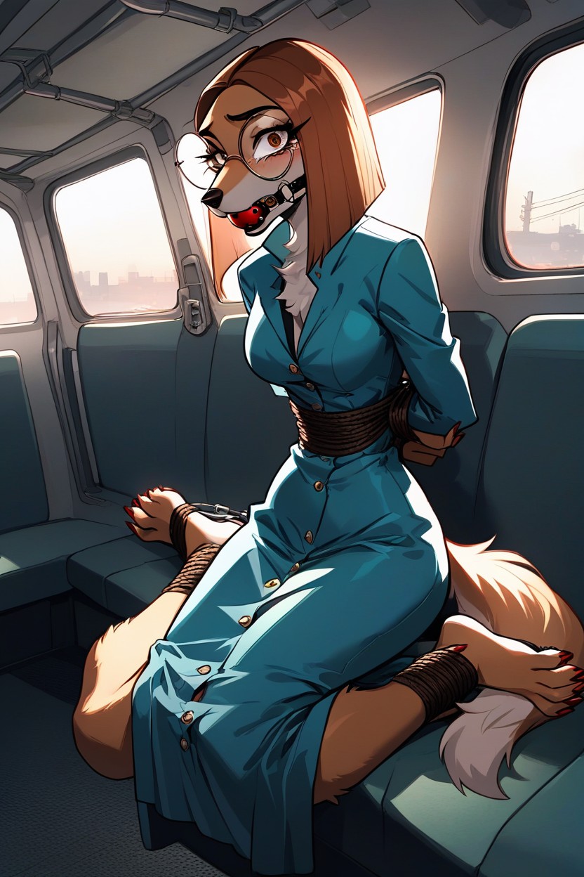 Round Glasses, Brown Eyeshadow, Sharp Red Nails AI獸人黃片