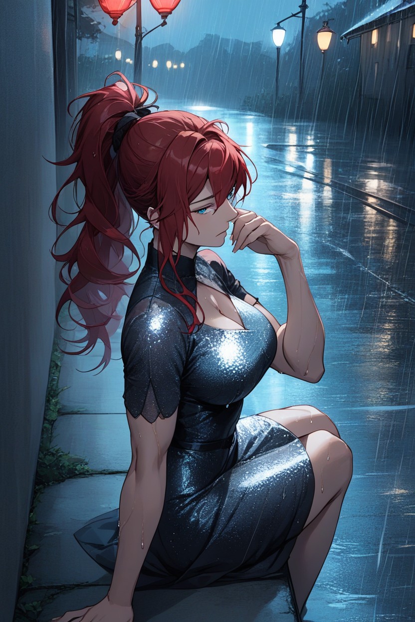 Ponytail Hair Style, Depressed, Noche Hentai IA