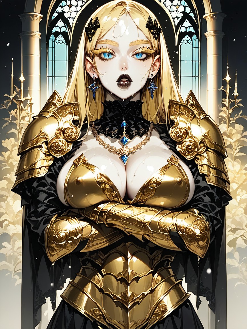 Gothic Woman, Fit Body, Slit Blue Eyes AI Porn