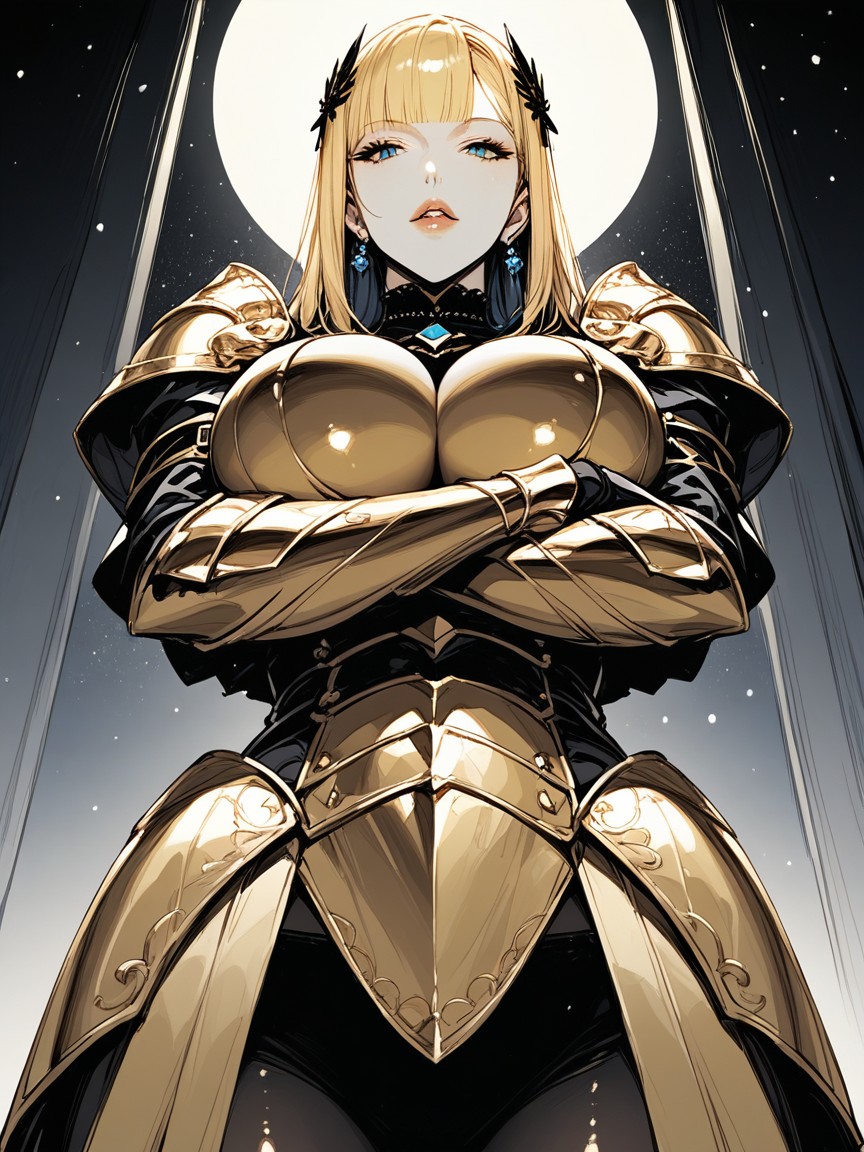 Erect Nipples Through Armor, Gothic Woman, Full Lips AI Porn
