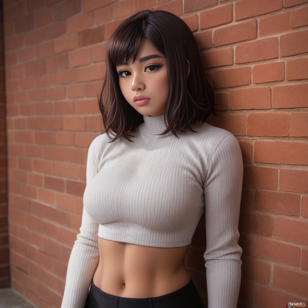 Freckles, Light Grey Sweater, Cosplay AI Porn