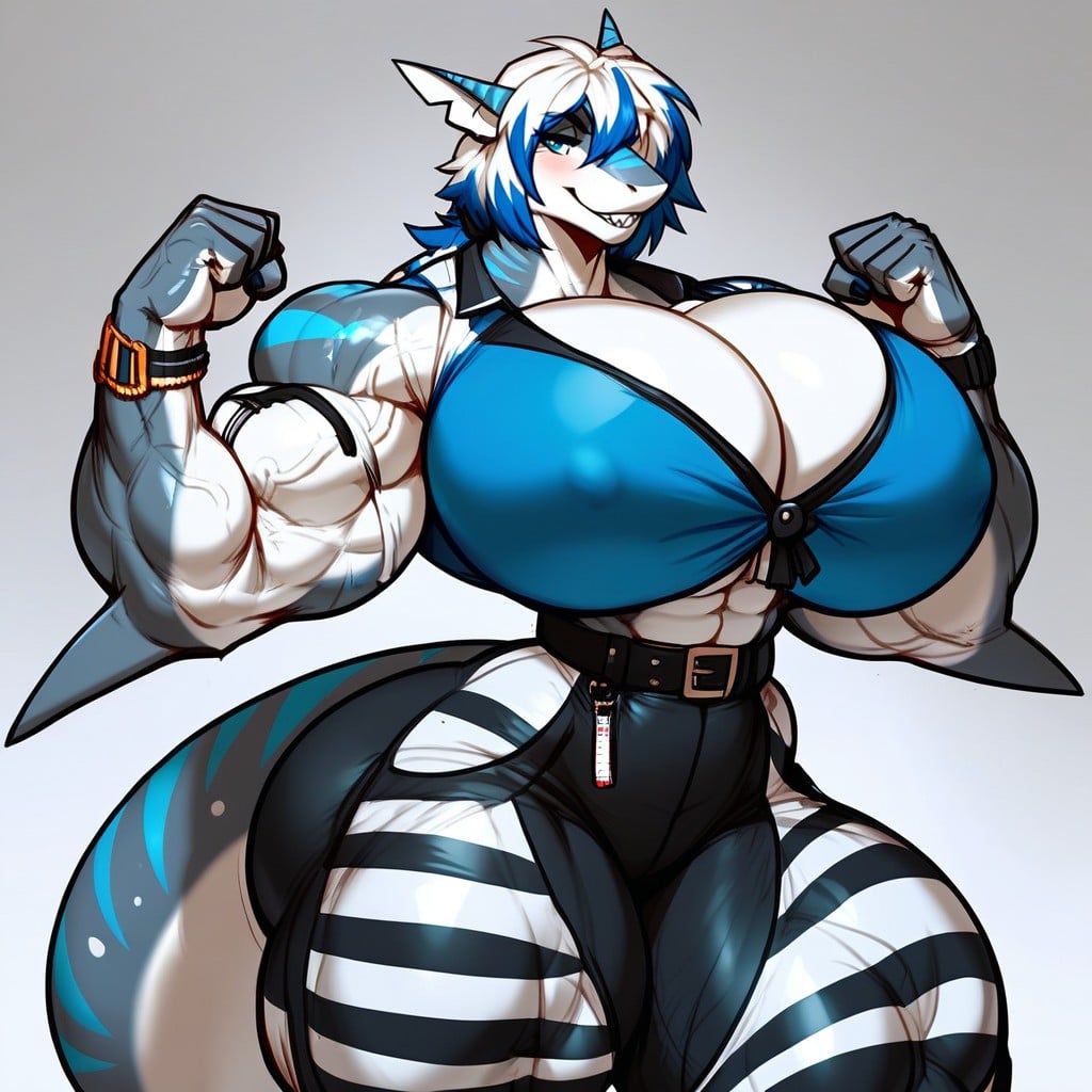 Hyper Gigantic Arms, Tall, Giant Thick Pecs Furry AI Porn
