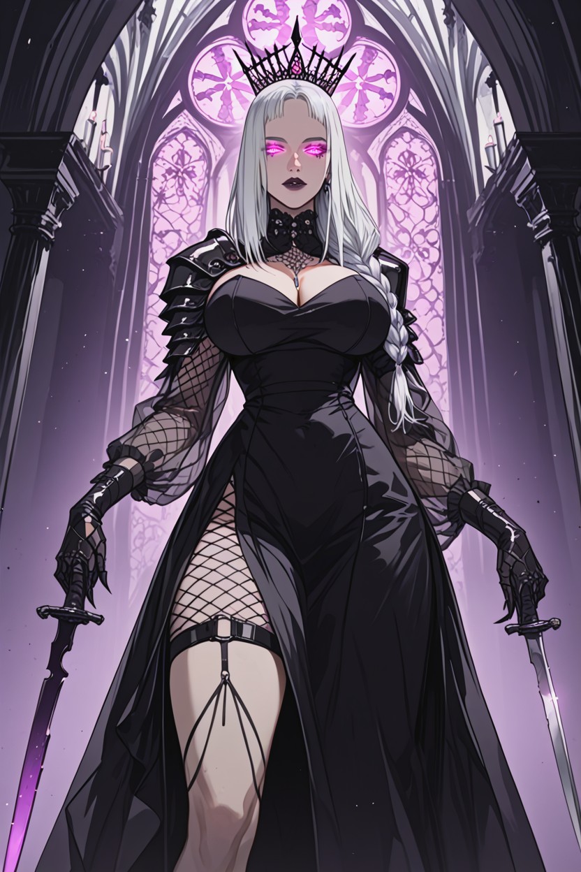 Sharp Aristocratic Cheekbones, Intricate Braided Hairstyle, Crackling Dark Energy Porno IA Hentai