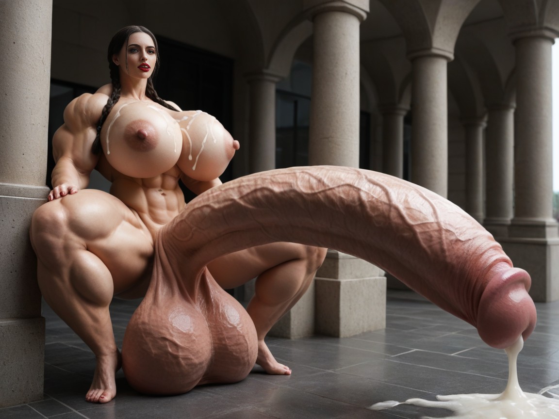 Penis Bigger Than Body, Gigantic Testicles, Futanari Shemale AI Porn