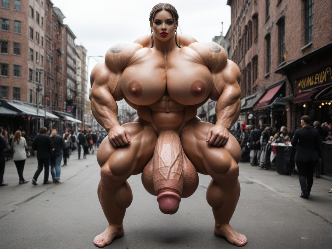 Massive Biceps, Vista Frontal, Coxas Grossas Porno IA Travesti