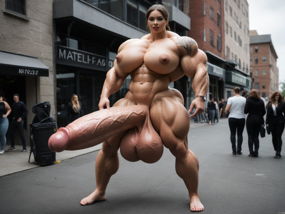 Super Gigantic Muscles, Penis The Size Of The Room, Tattoo Shemale AI Porn