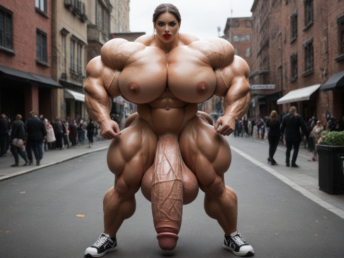 Ass Bigger Than Torso, Outdoors, Exaggerated Gigantic Oversized Penis Shemale AI Porn