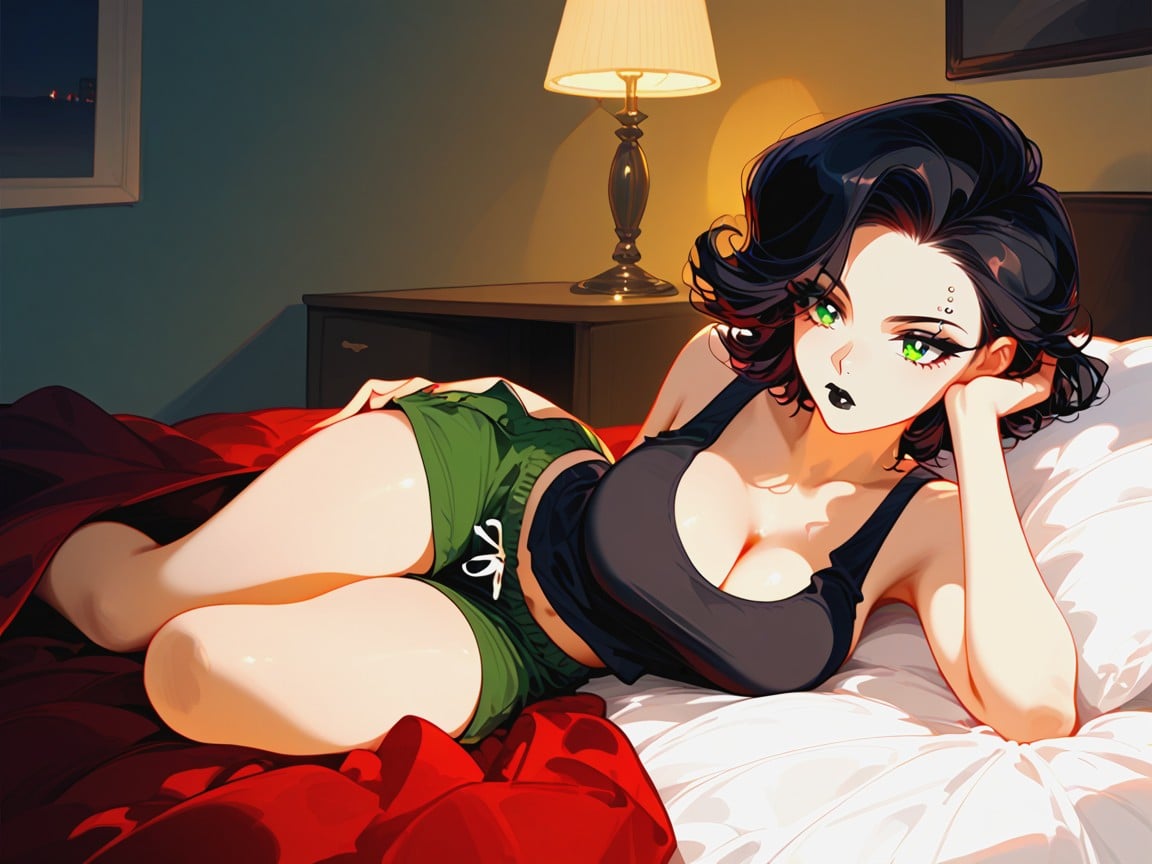 Pajamas, Black Lipstick, Ultra Detailed Hentai AI Porn