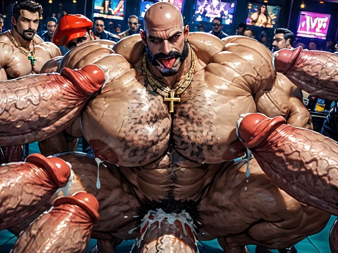 Hands Spreading Ass Very Far Apart, Hyper Bulky, Squatting AI Gay Porn