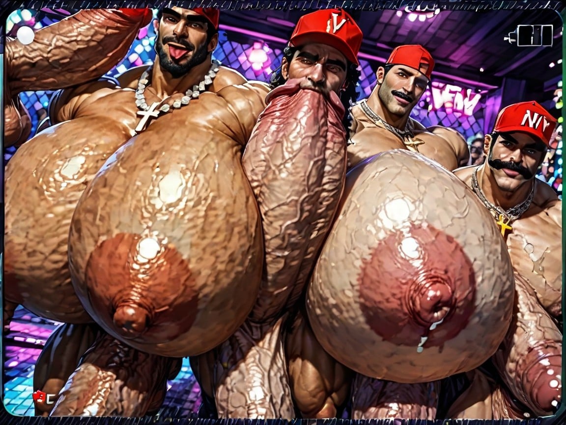 Massive Thick Bulky Hairy Muscles, Extreme Hyper Boobs, Oral Double Penetration AI Gay Porn
