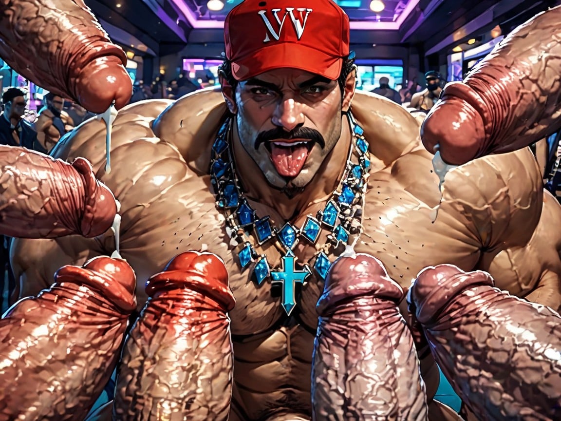 Extreme Hyper Boobs, Thick Goatee, Oiled Skin AI Gay Porn