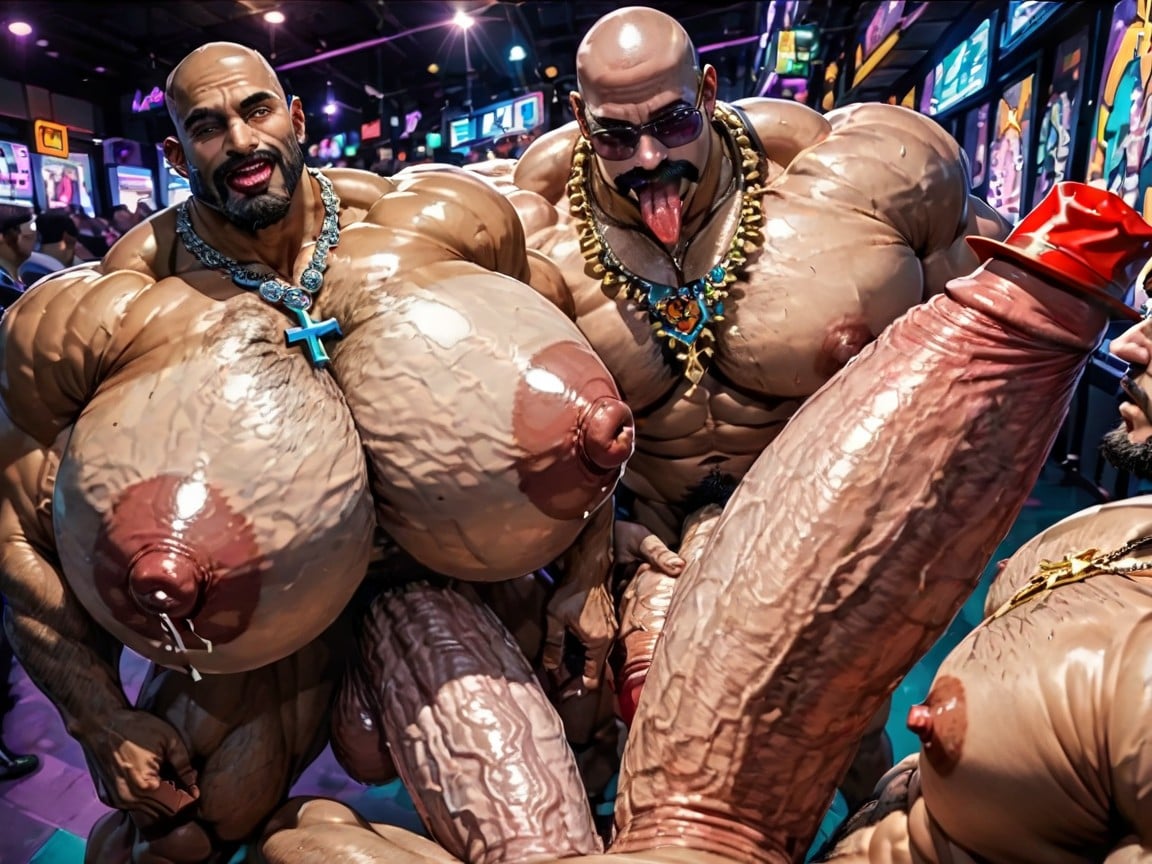 Thick Moustache With Beard, Massive Thick Bulky Hairy Muscles, Huge Hyper Nipples AI Gay Porn